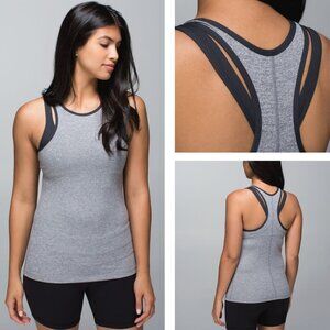 Lululemon Inspiration Tank And Shelf Bra In Heathered Slate / Deep Coal Size 4